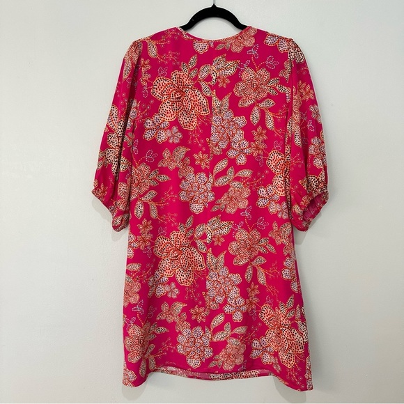 Johnny Was Vesna Floral 100% Silk Tunic Dress Pink Multi Boho Style Size Small - Picture 7 of 10